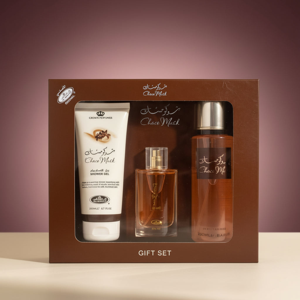Al Rehab | Choco Musk Gift Set | 50 Ml EDP + Shower Gel + Perfumed Spray | Eau De Parfum | Unisex Perfume Set | Chocolate, Vanilla & Warm Spices Notes