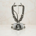 Pendant Black Oval Crystal Hematite Chain Necklace