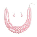 Pearl Necklace Pretty in Pink 3 Strand Set Women