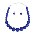 Beaded Royal Blue Ball Bead Graduated Necklace