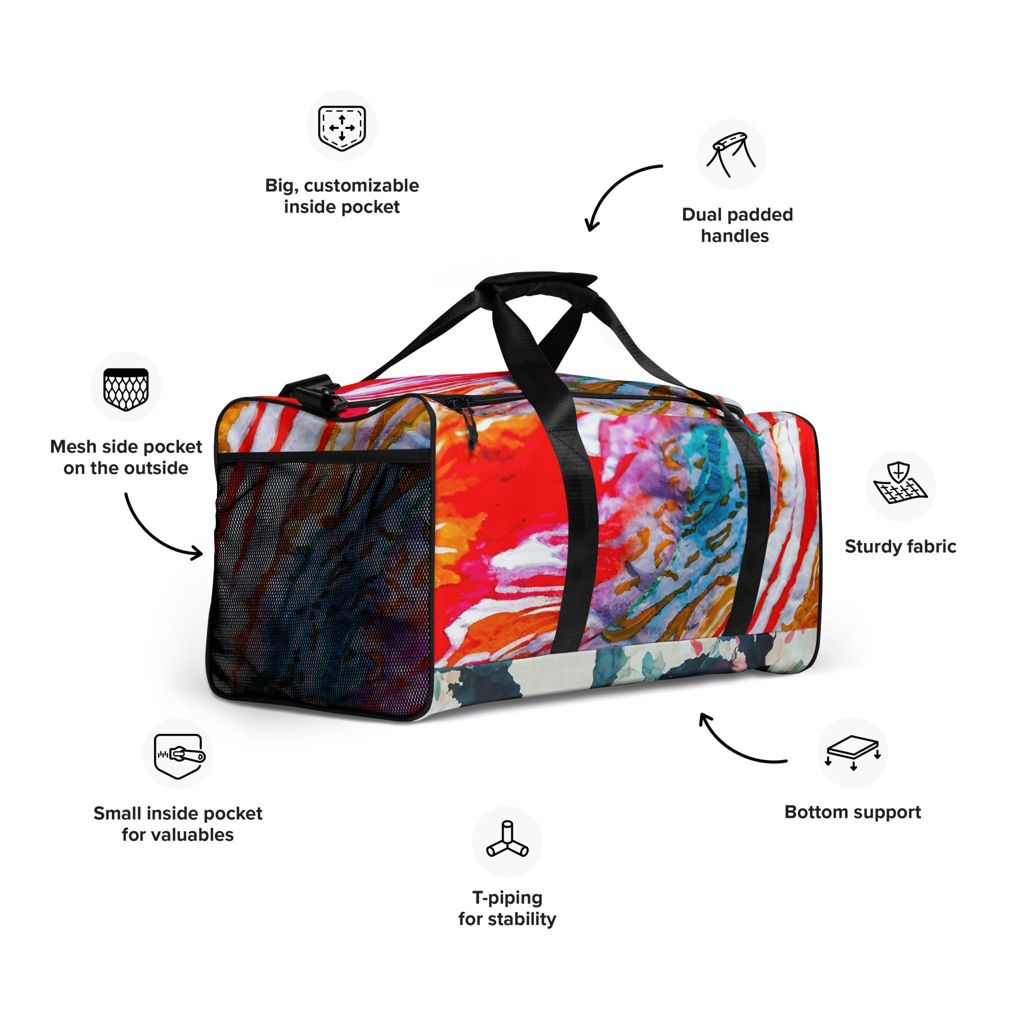 Shibori Watercolor Thumbprint Duffle bag