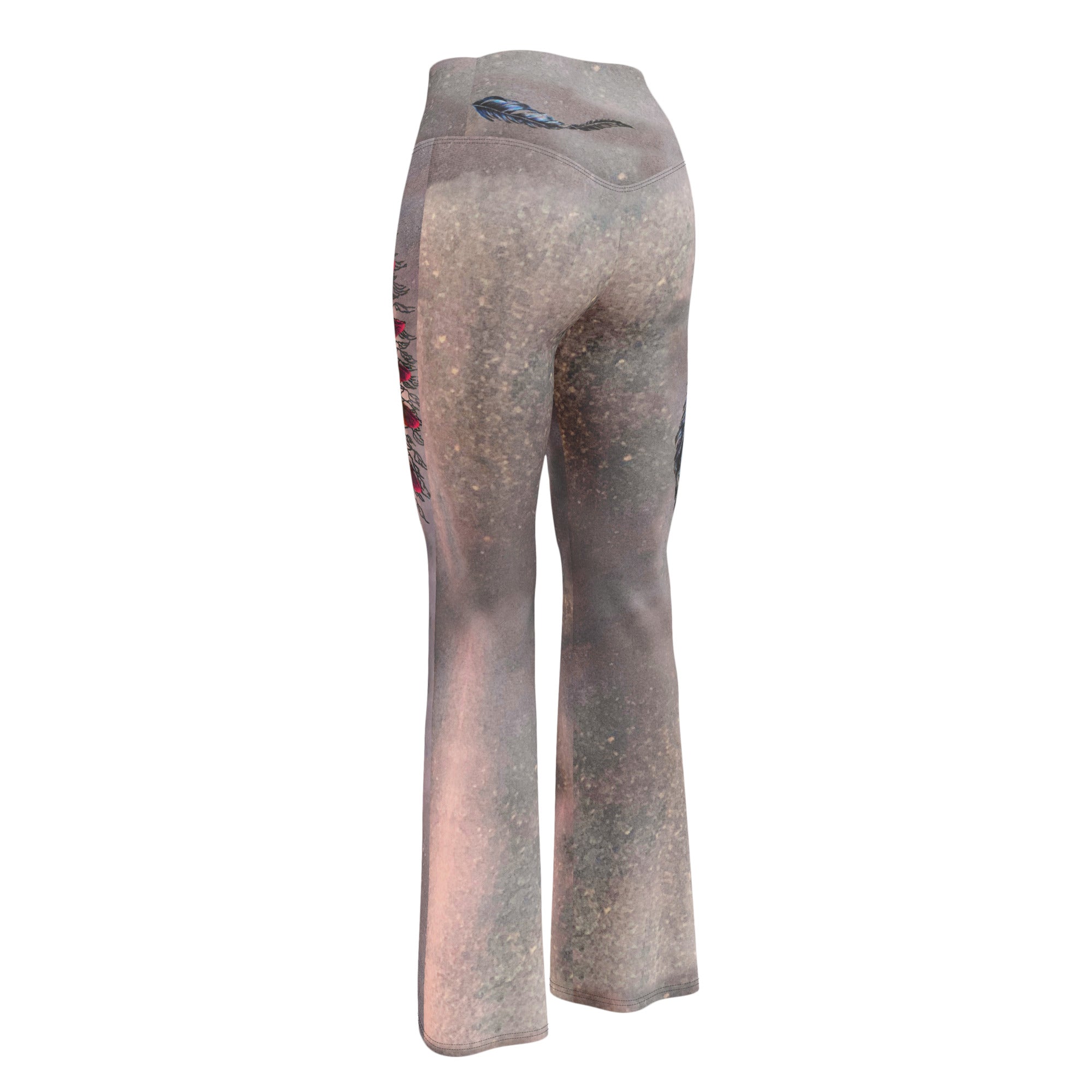 Hazey Breeze Feather High Waist Flare leggings PL