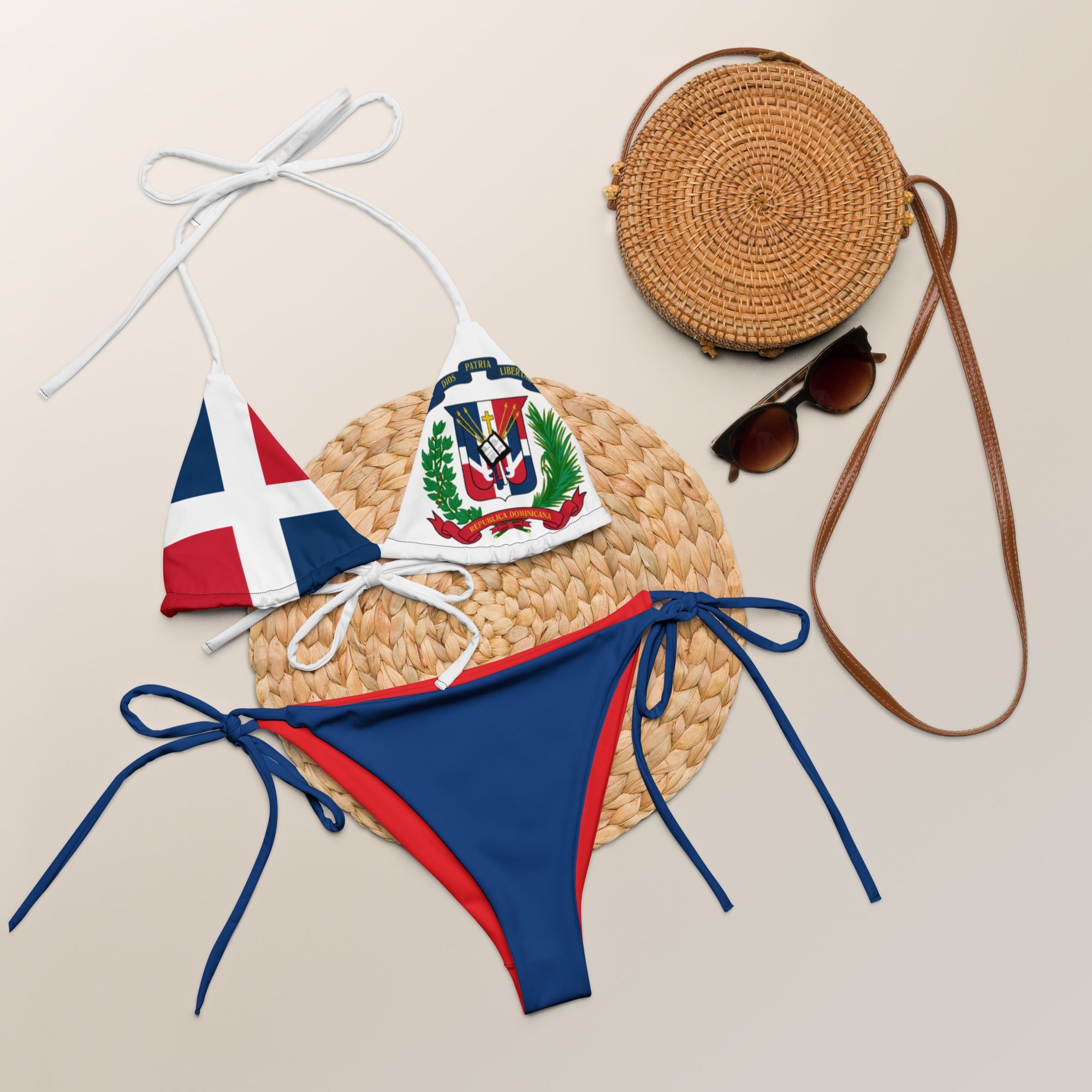 Dominican Republic Flag String Bikini