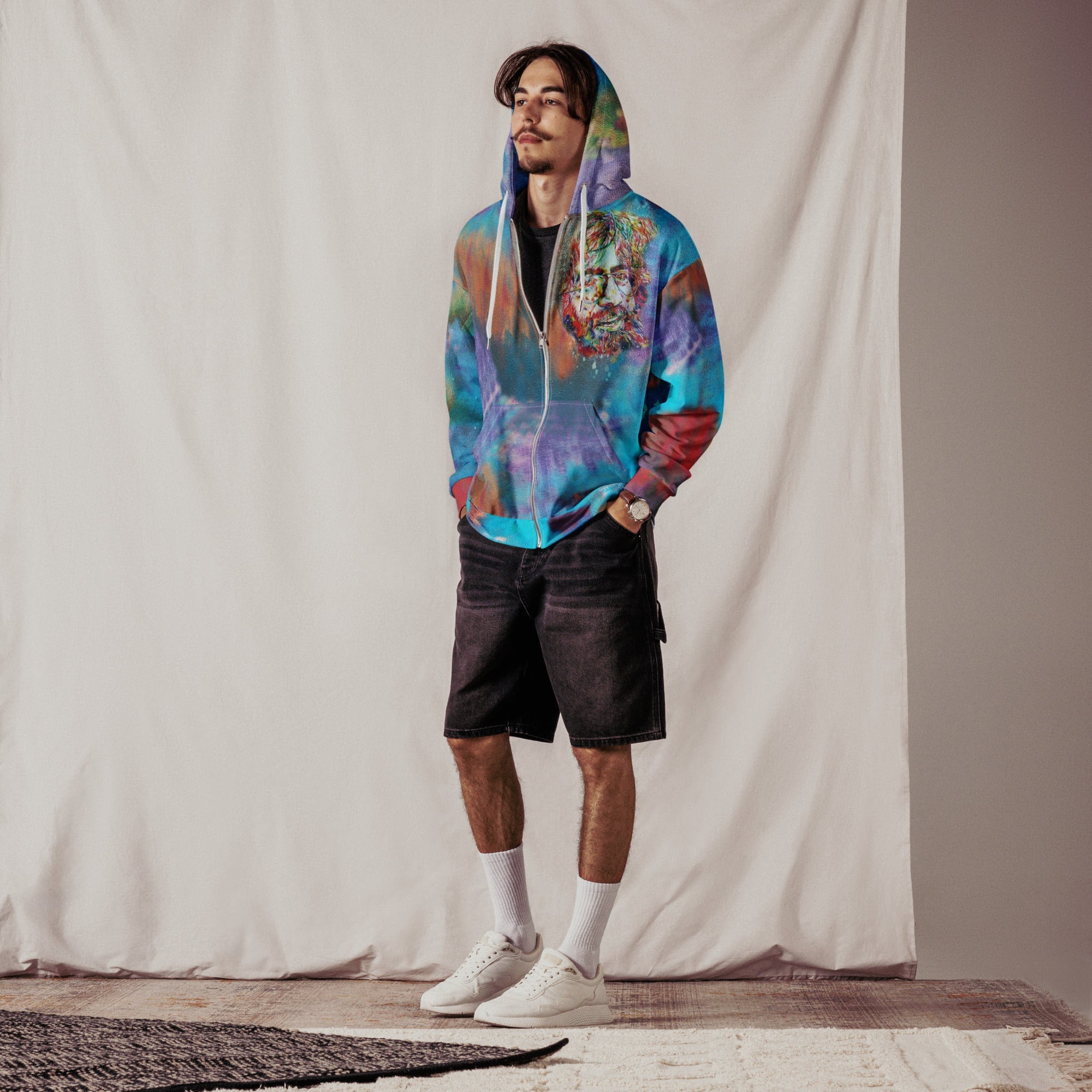 J.G. Jerry Garcia White Accents Unisex zip hoodie
