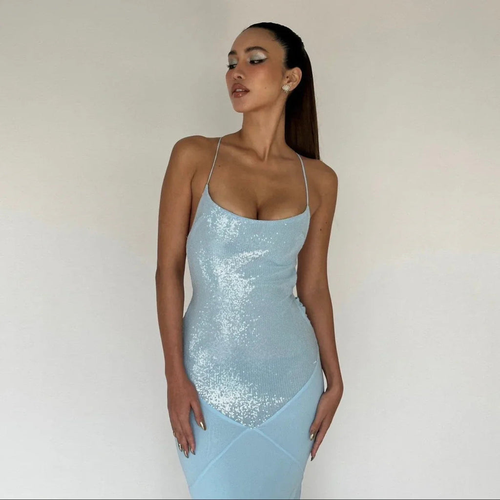 Amaia Sequin Backless Maxi Dress