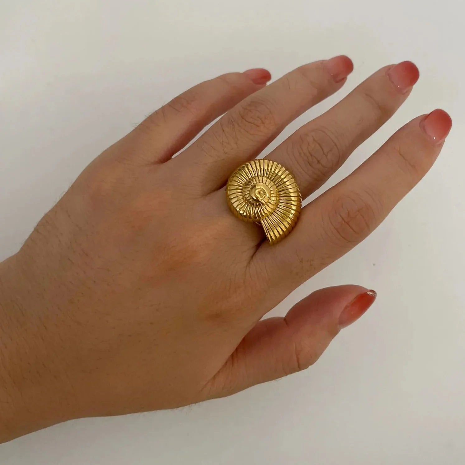 Ocean Charm Conch Shell Gold Plated Ring