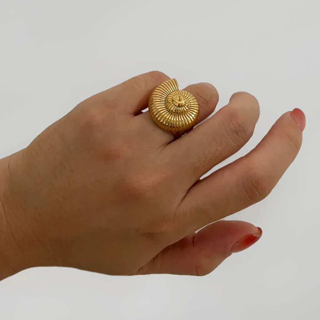 Ocean Charm Conch Shell Gold Plated Ring