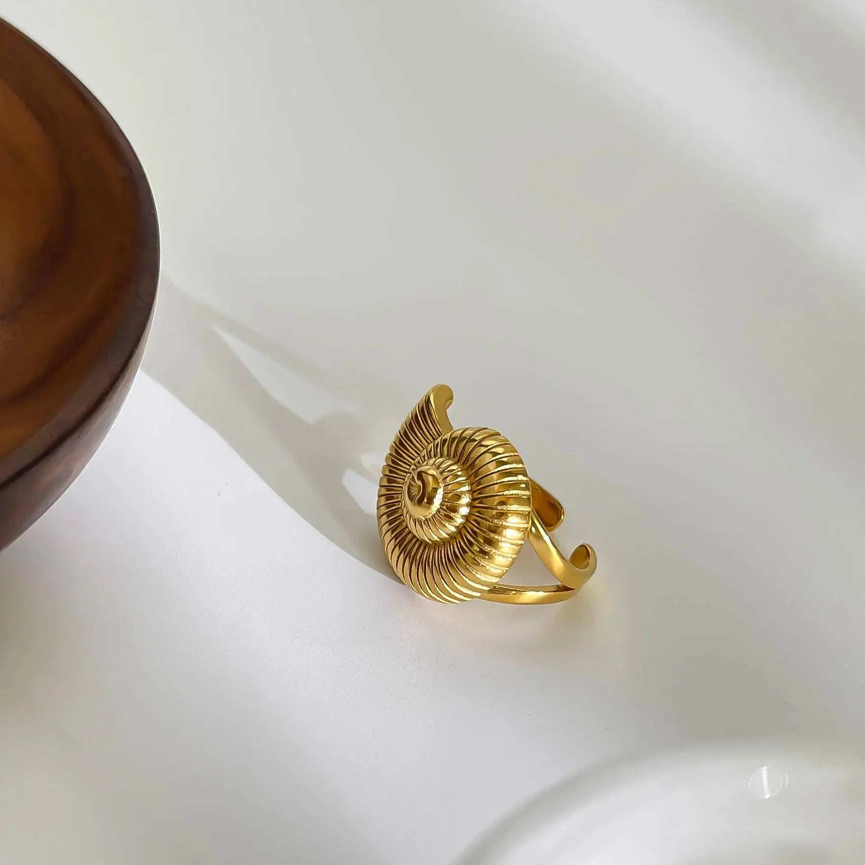 Ocean Charm Conch Shell Gold Plated Ring