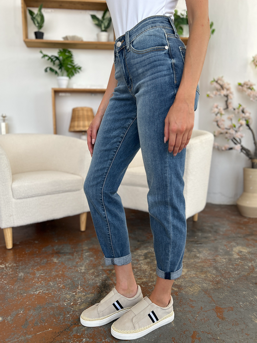 Judy Blue Size 3 and 5 Cuffed Hem Slim Jeans
