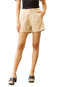Size XL Pleated Tan High Waisted Shorts