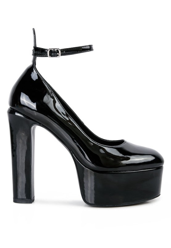Rag & Co Black Size 8 Patent Pu Maryjane Platform Shoes