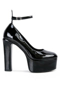 Rag & Co Black Size 8 Patent Pu Maryjane Platform Shoes