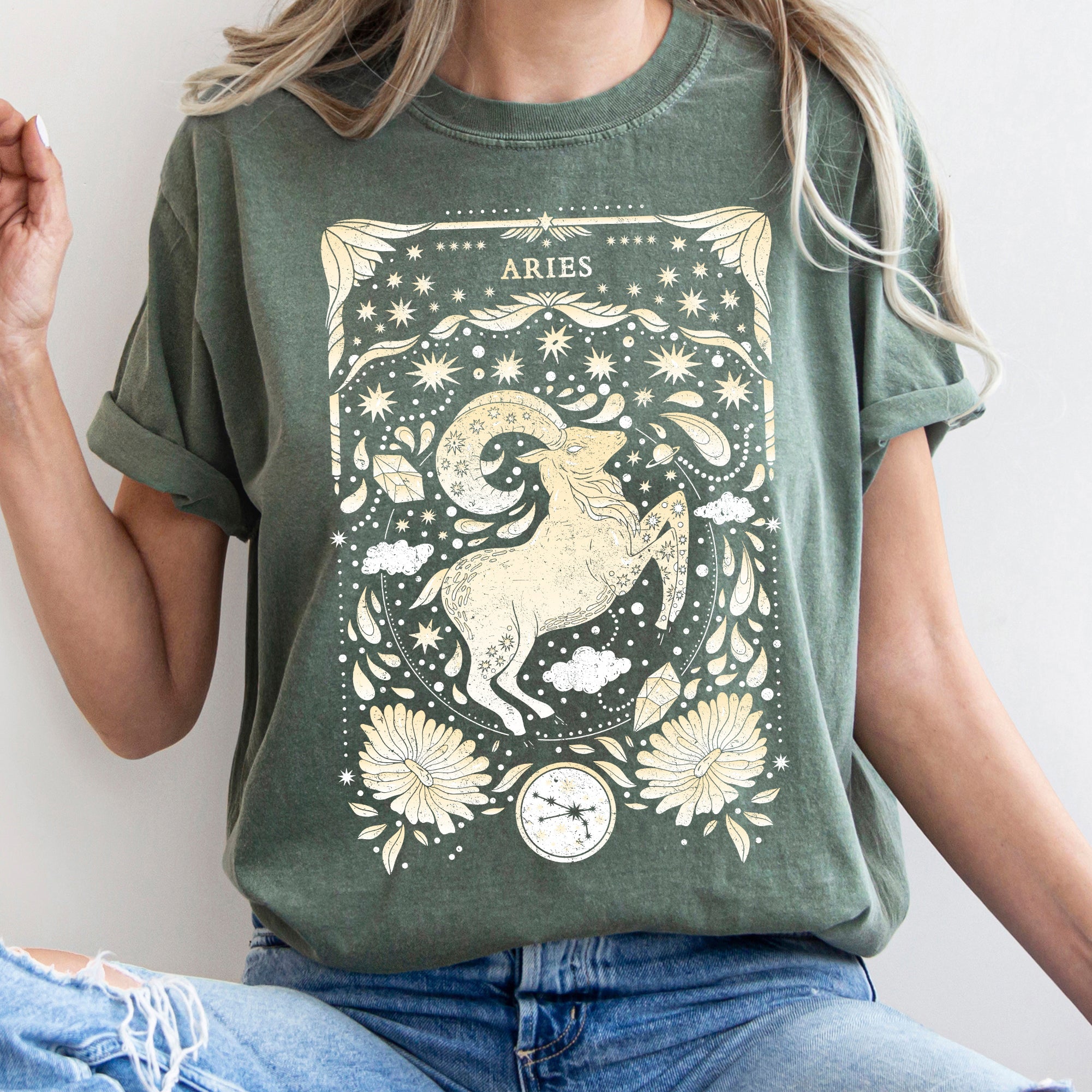 Aries Celestial Zodiac Comfort Colors Tees, Horoscope, Astrology