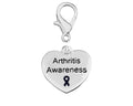 Arthritis Awareness Dark Blue Ribbon Heart Hanging Charms