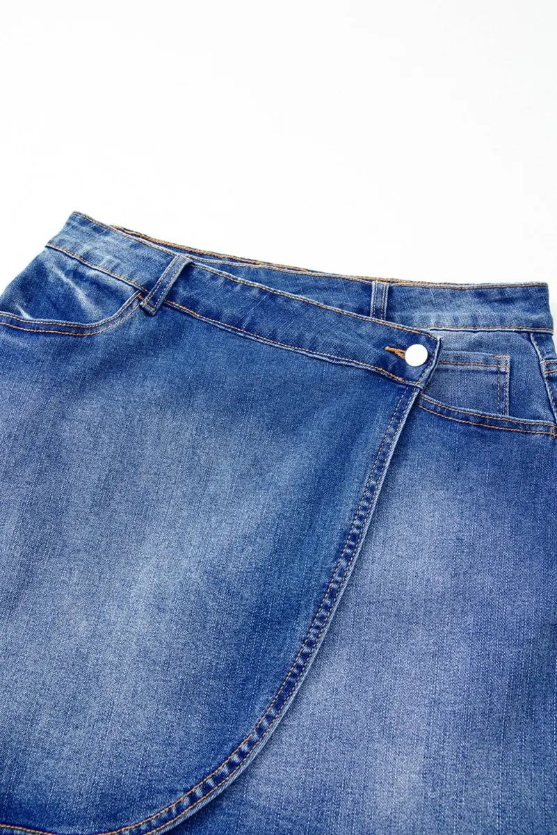 Shorts Love Salve  Ashleigh Blue Wrapped Crossed Waist Denim Mini