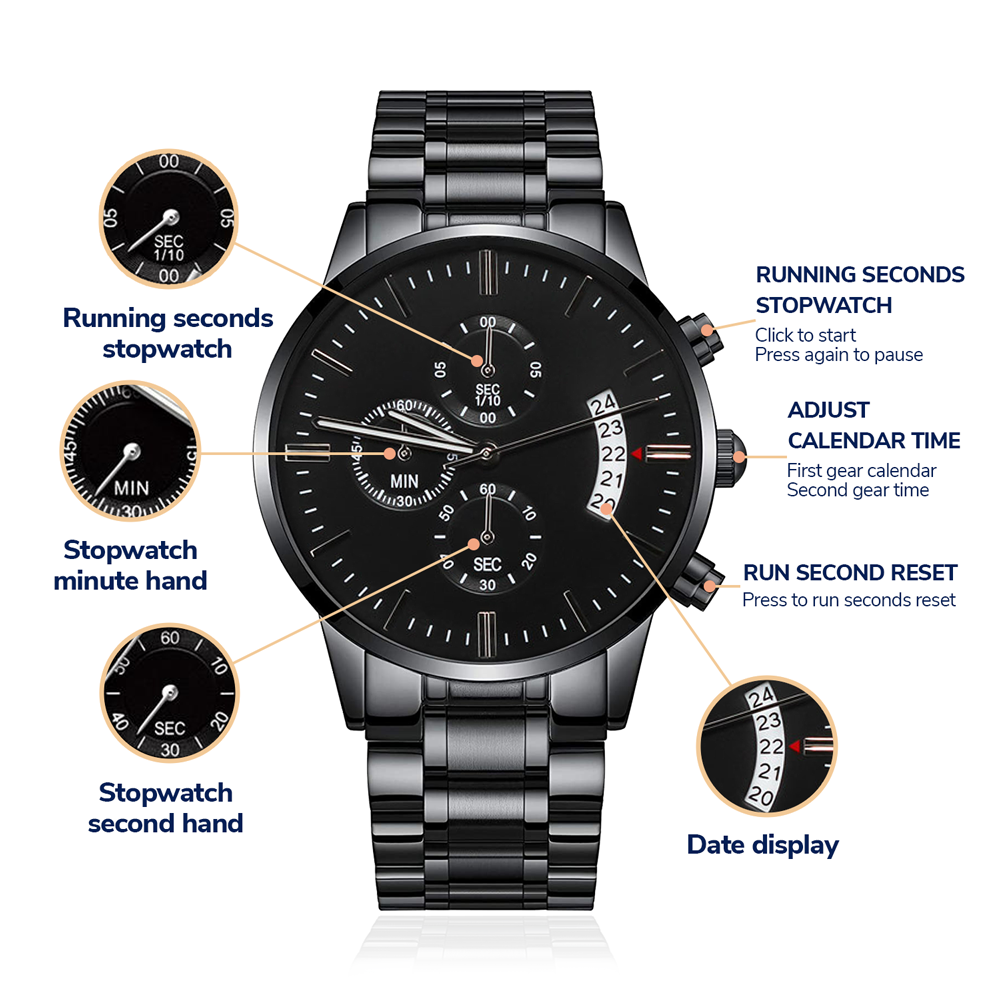 Still Here. Still Ticking. Engraved Chronograph Watch | Epilepsy Awareness Gift