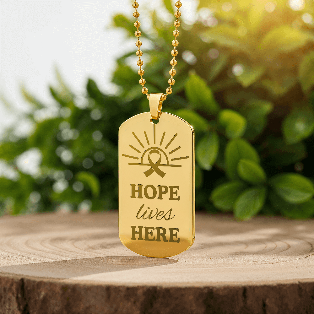 Hope Lives Here – Engraved Dog Tag Necklace