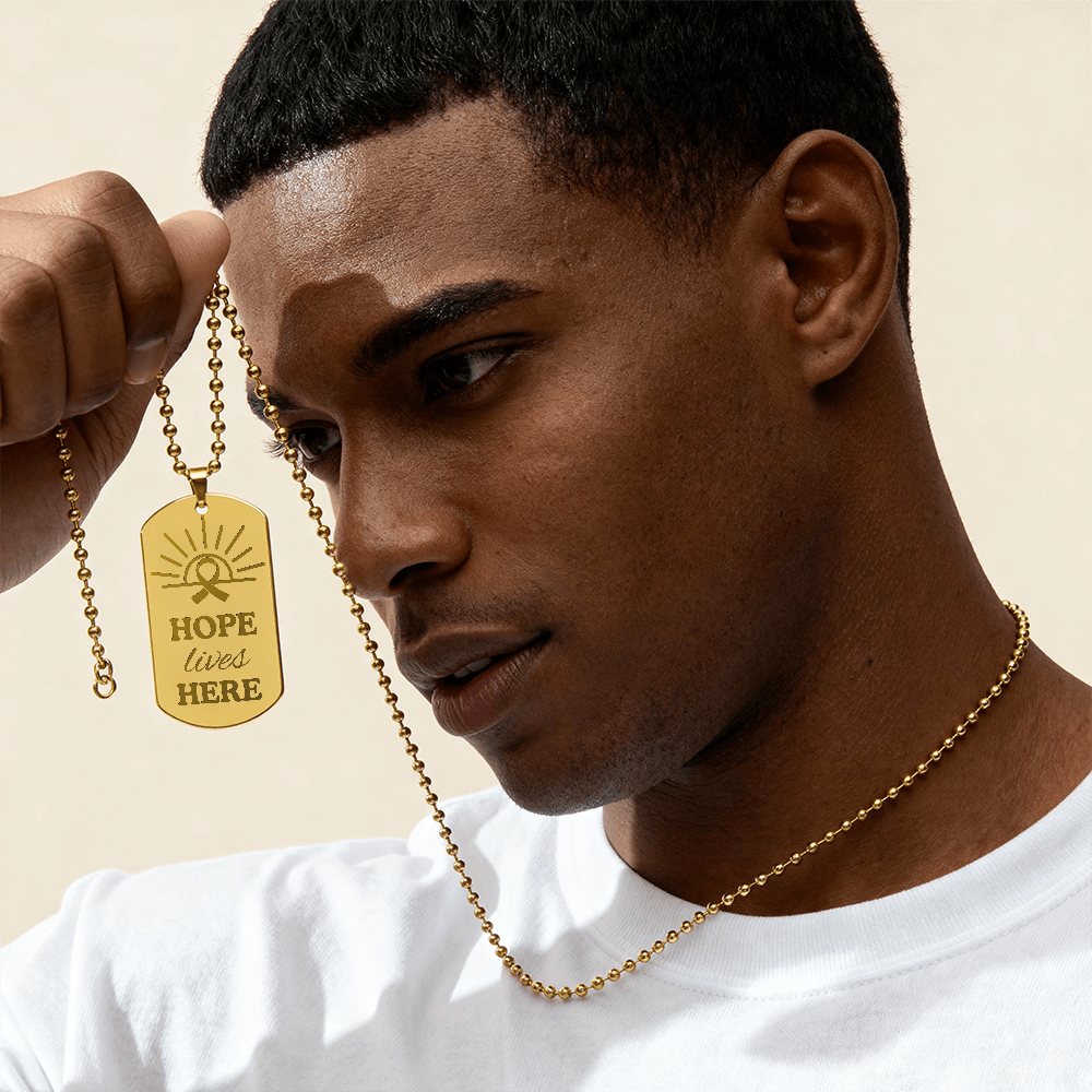 Hope Lives Here – Engraved Dog Tag Necklace