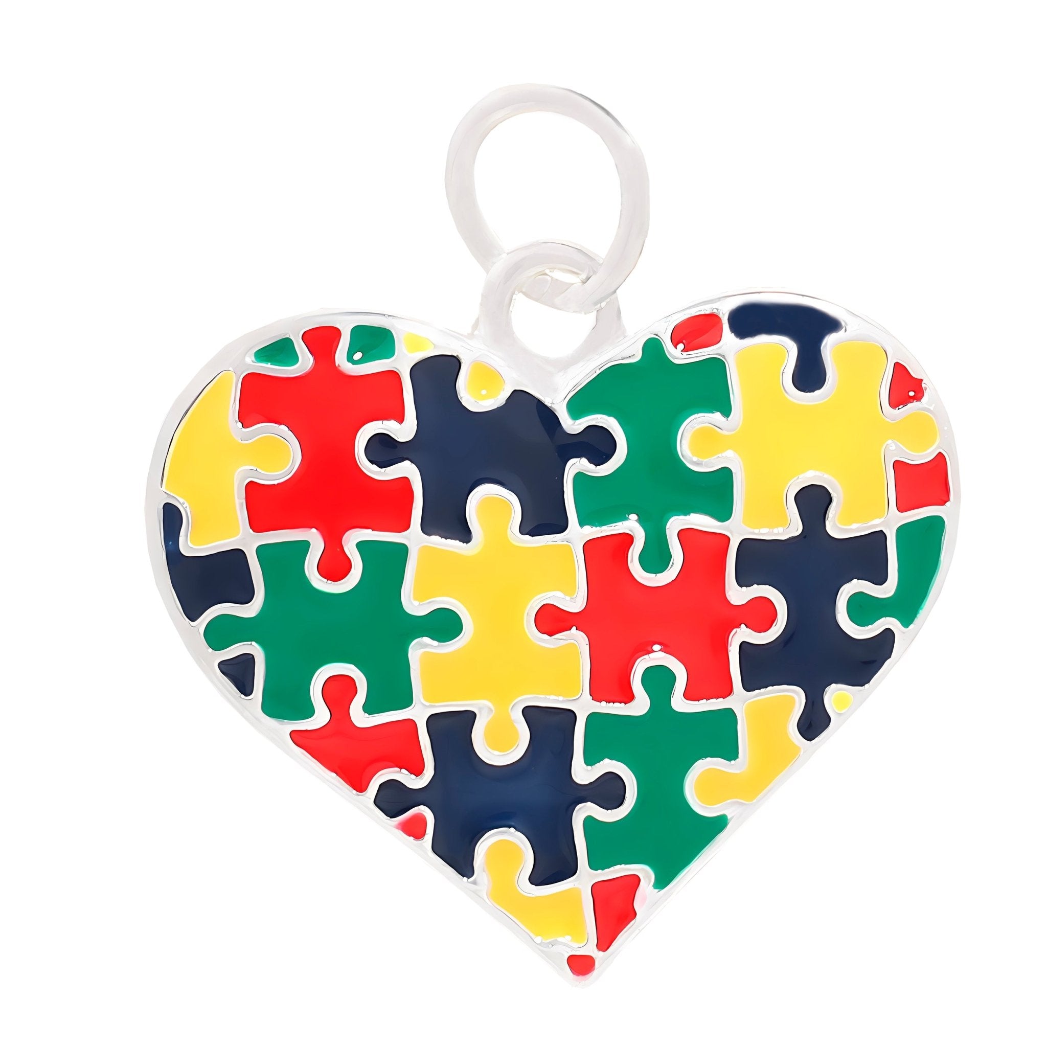 Autism Colored Puzzle Piece Heart Charms