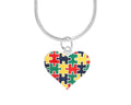 Autism Colored Puzzle Piece Heart Necklaces