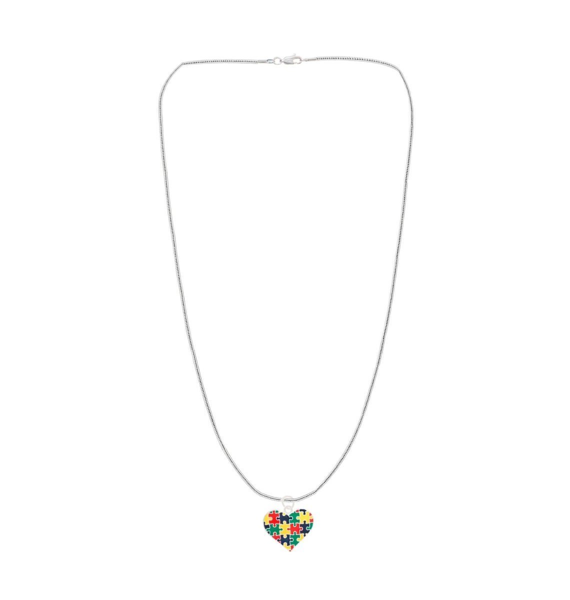 Autism Colored Puzzle Piece Heart Necklaces