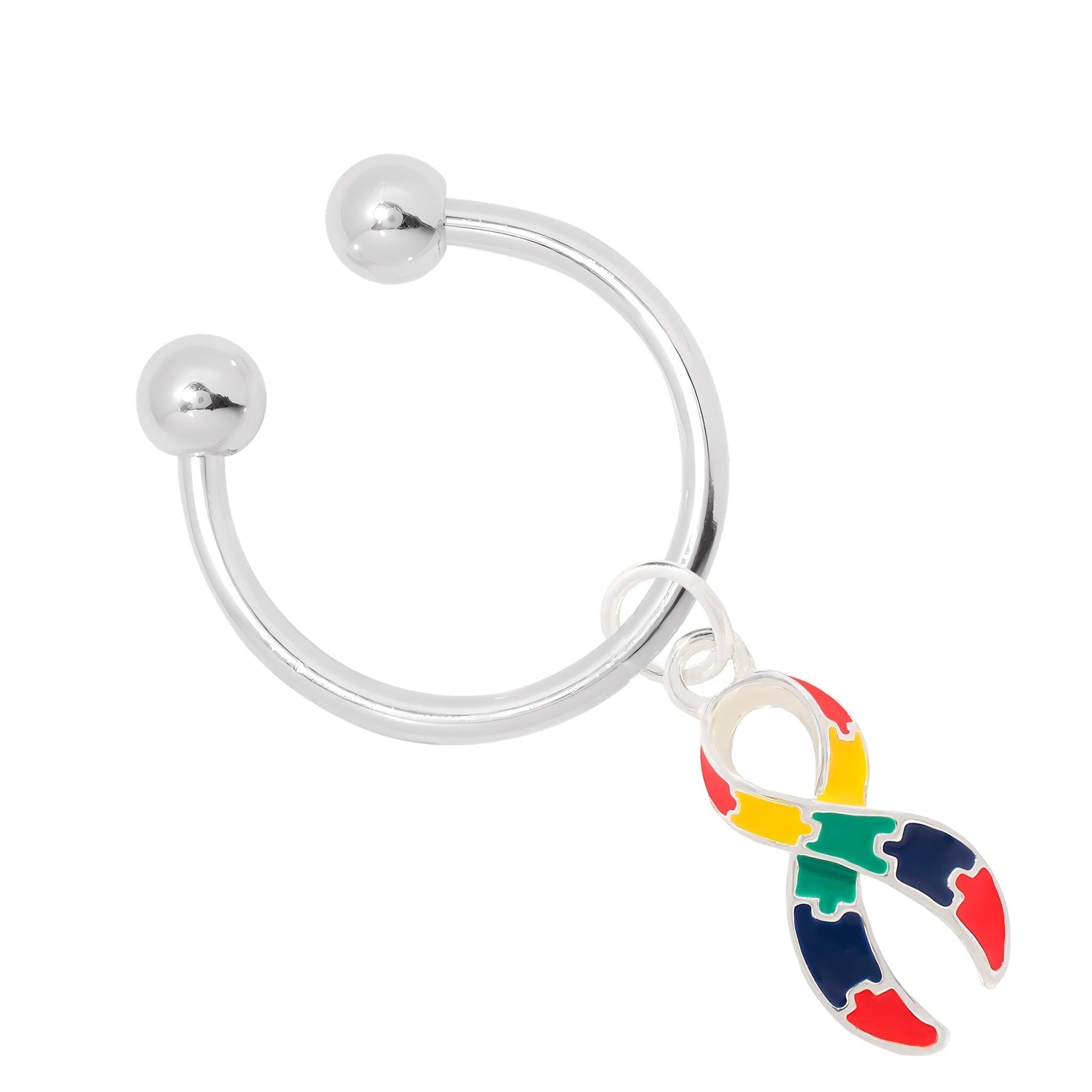 Autism Ribbon Awareness Horseshoe Key Chains
