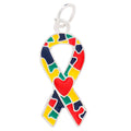 Autism Ribbon with Heart Charms