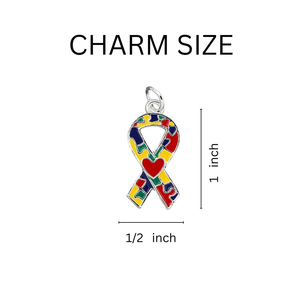 Autism Ribbon with Heart Design Hanging Charms