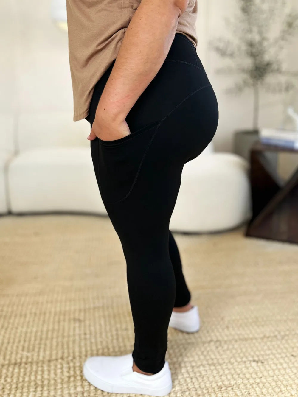 Wide Waistband Sports Leggings For Women Opaque Stretchy Nylon Blend Workout Essential Machine Wash Cold
