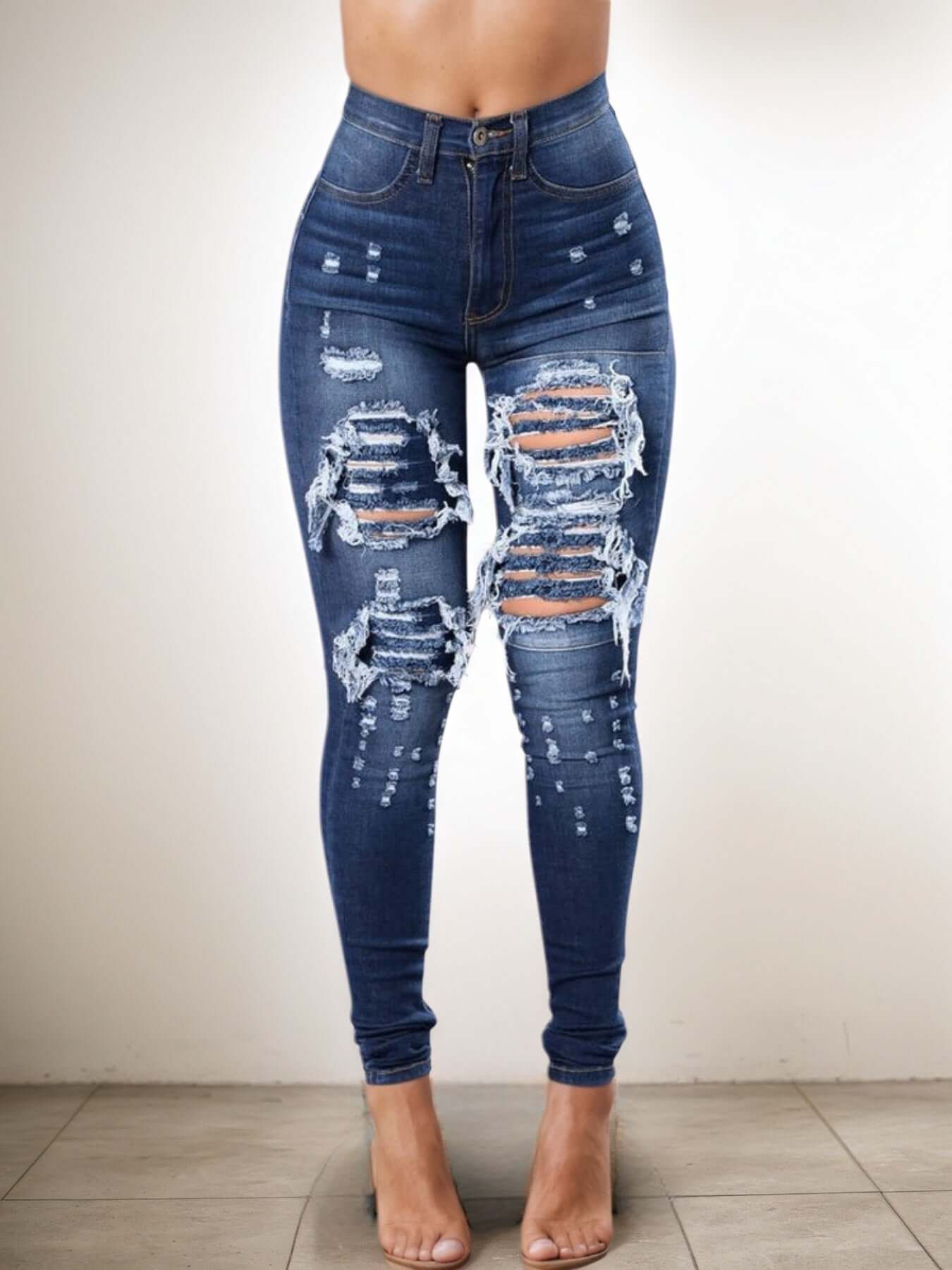 Women's Ripped High Waist Jeans – Trendy Street Style Denim