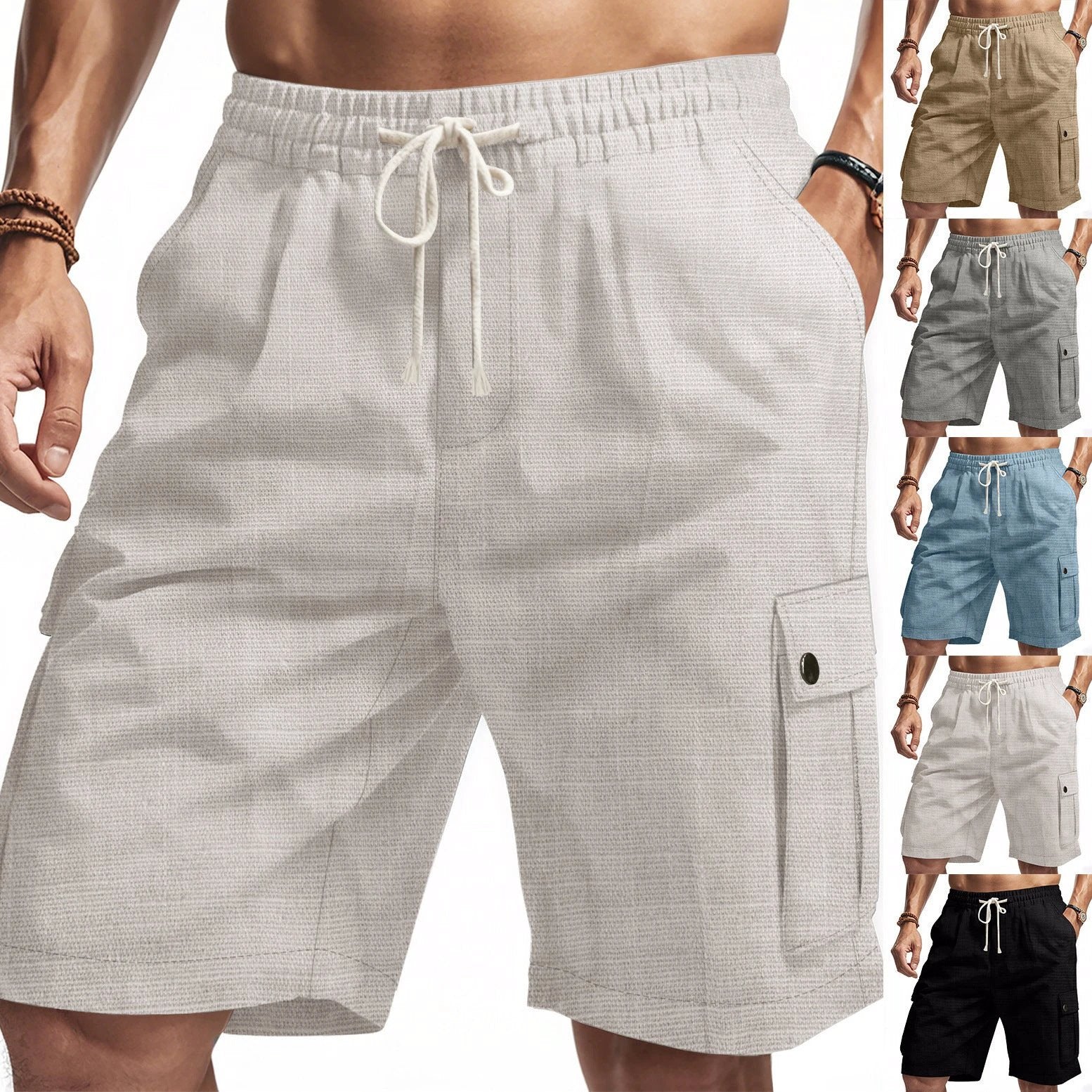 Cargo Bamboo Linen Beach Casual Shorts
