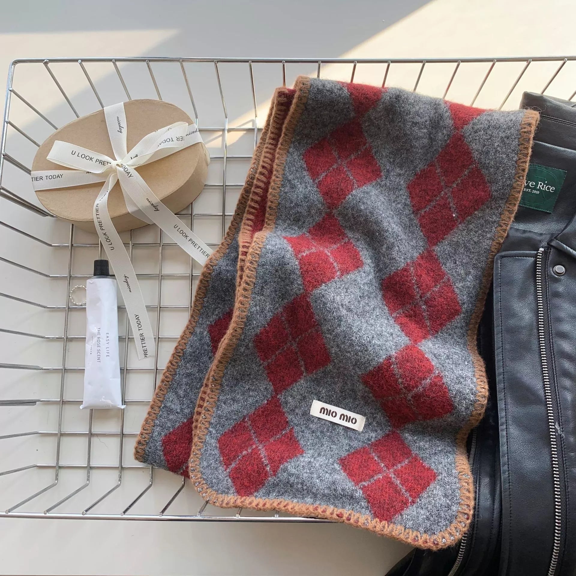 Wool Argyle Scarf - Warm Winter Essential