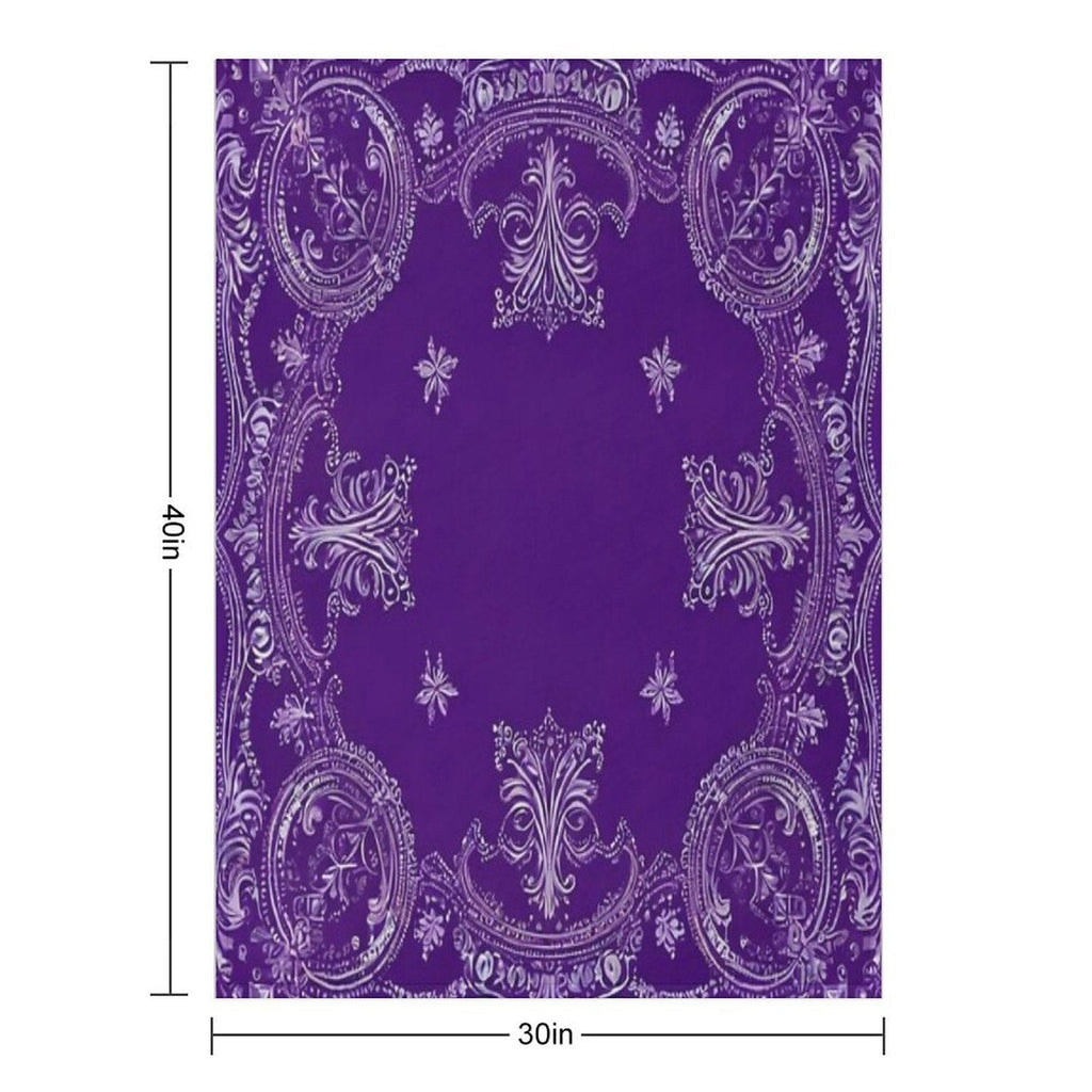 RogerPattern - Pale Purple Elegance White Detail Bandana Throw Blanket