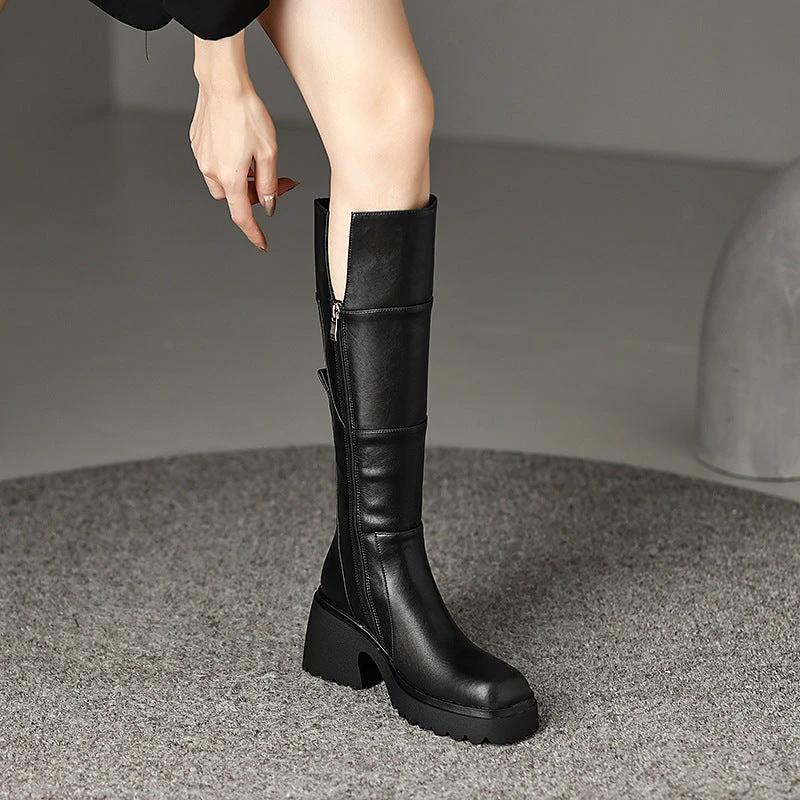 Brown Women's Platform Below The Knee Boots