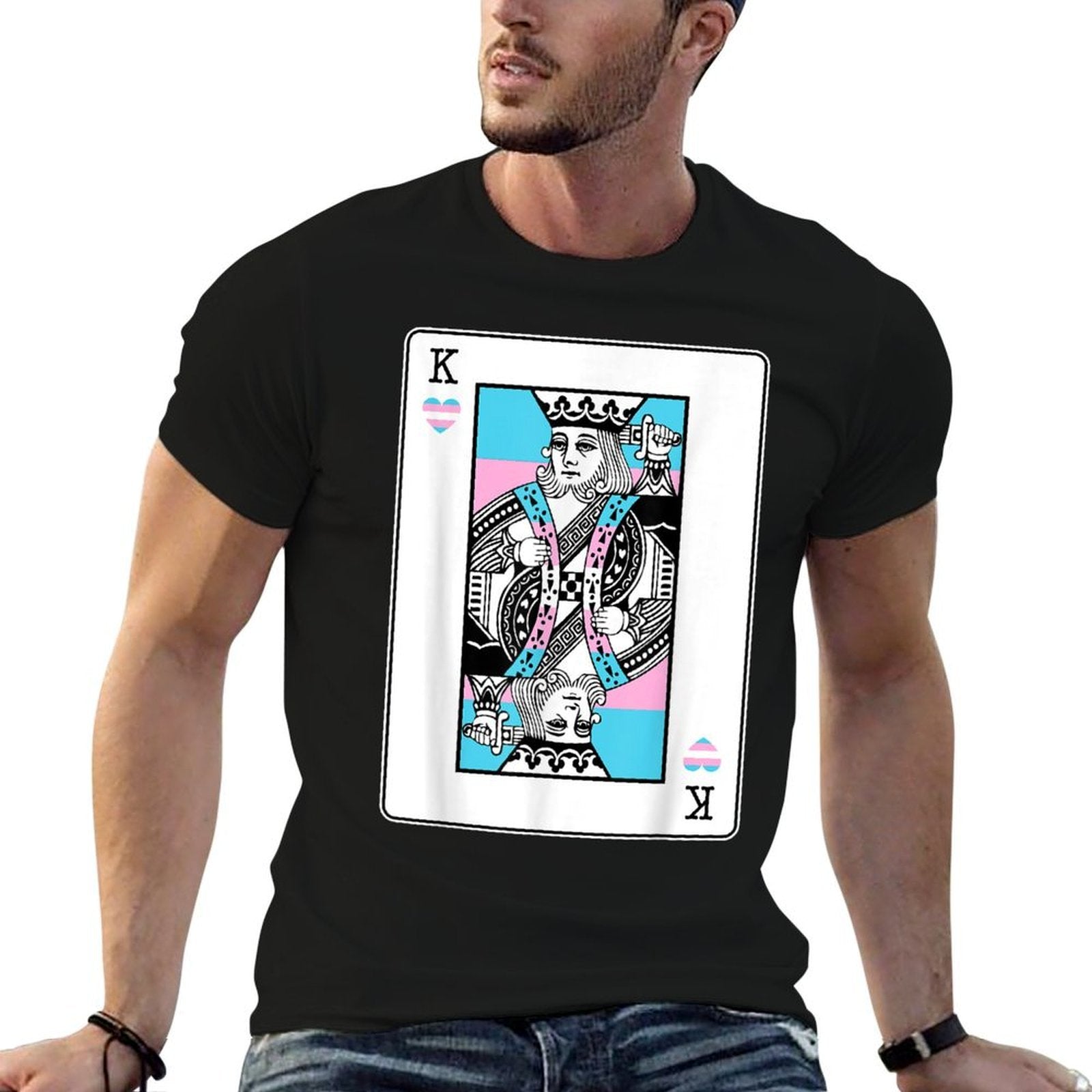 Transgender King Of Hearts LGBT-Q Pride Couple Matching  Heathered Texture T-Shirt