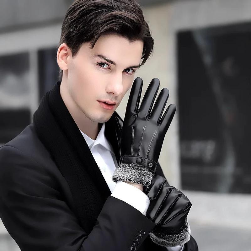 Men's Fleece-lined Thick Windproof Gloves