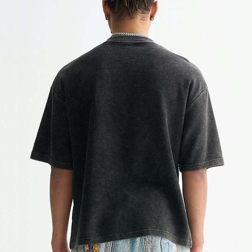 Leader Heavyweight Waffle-Texture Washed Cropped Boxy T-Shirt