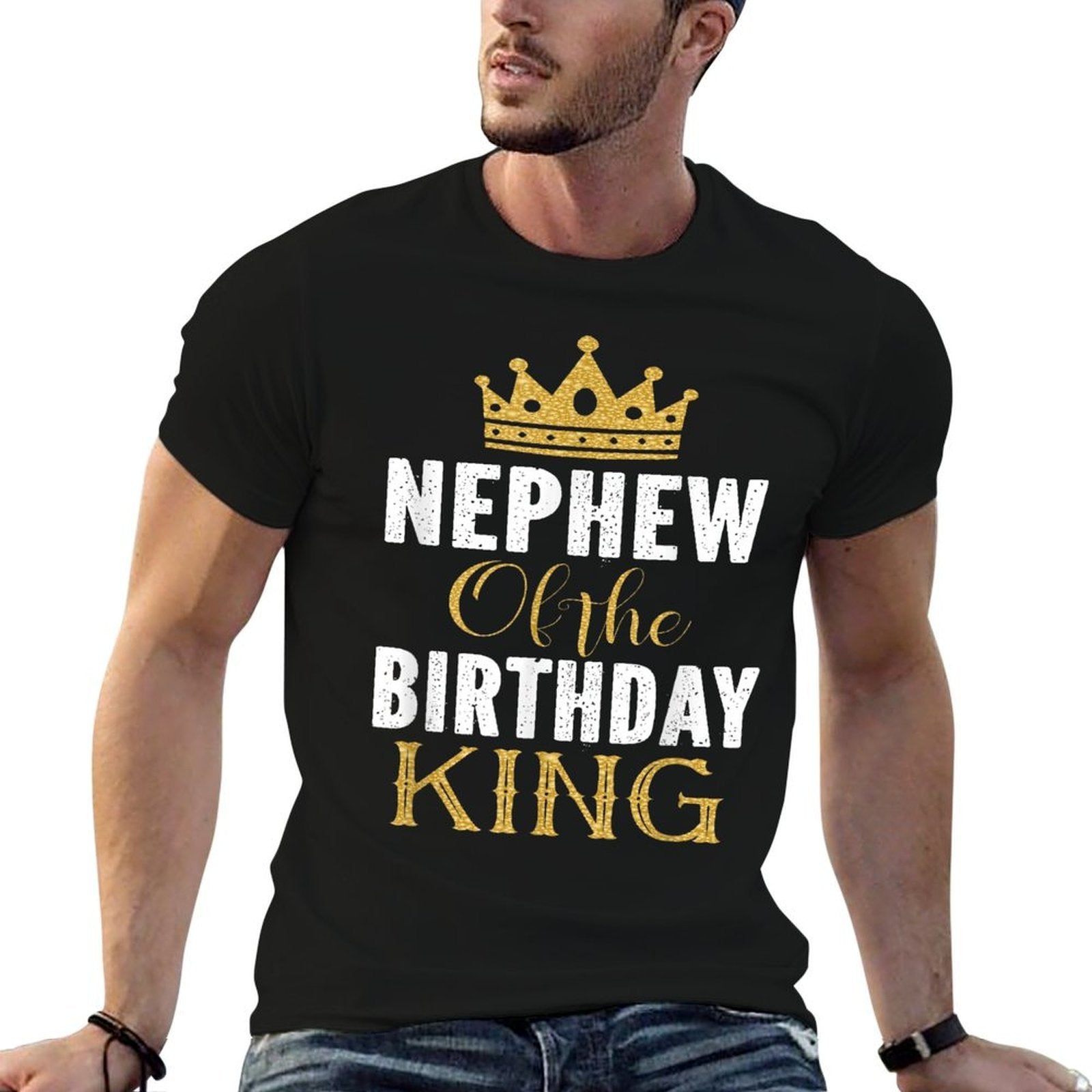 Nephew Of The Birthday King Bday Party Gift For Him  Oversized Silhouette T-Shirt