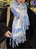 Wool Plaid Scarf with Fringe - Timeless Style