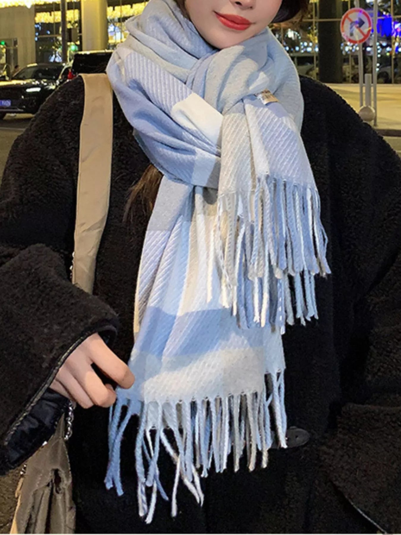 Wool Plaid Scarf with Fringe - Timeless Style