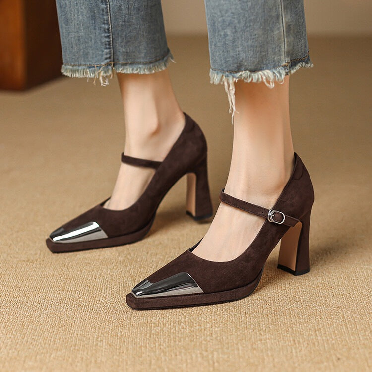 Retro Square Toe Mary Jane Heels