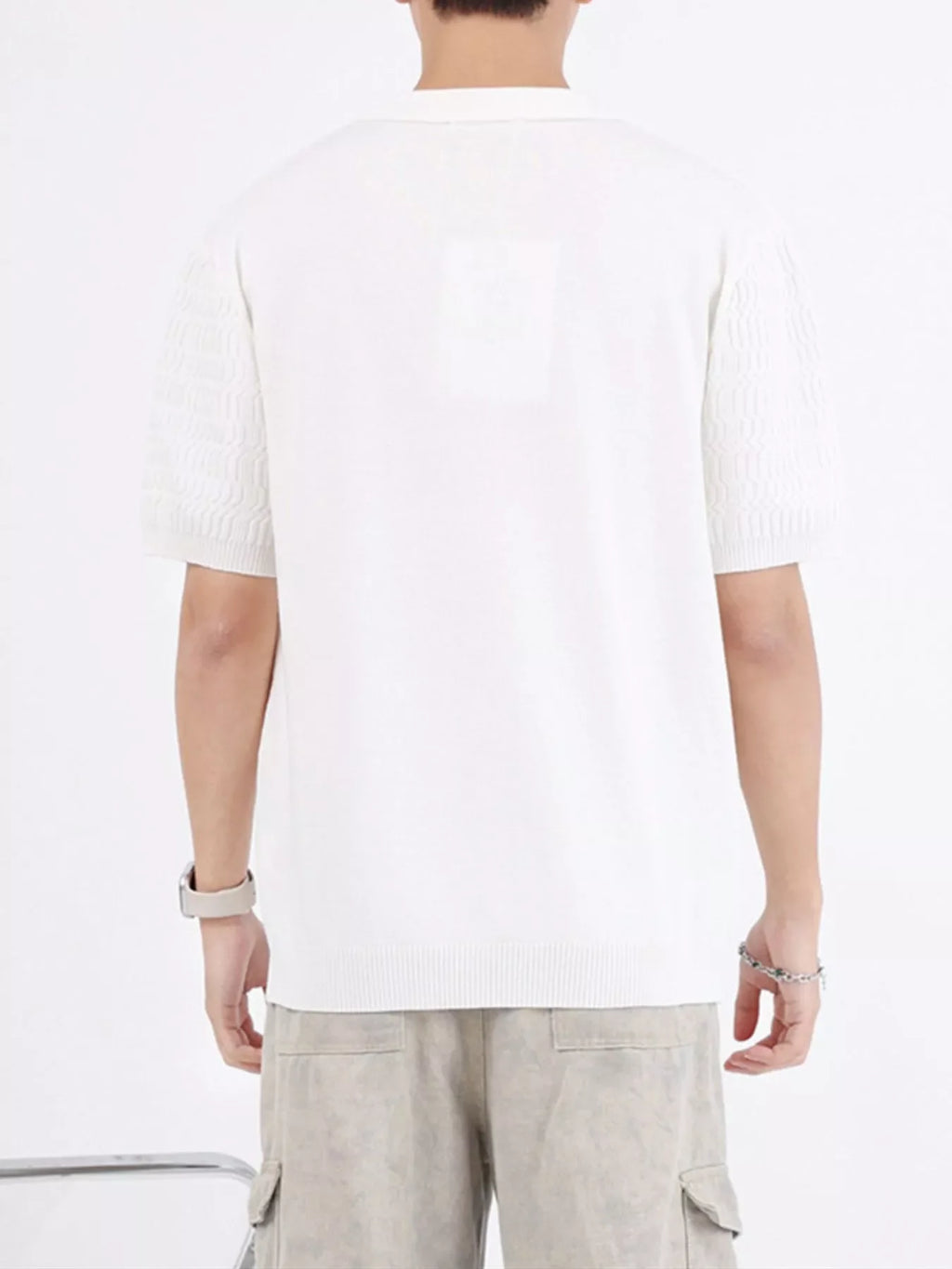 Men's Plus Size Textured Knit Short Sleeve Polo