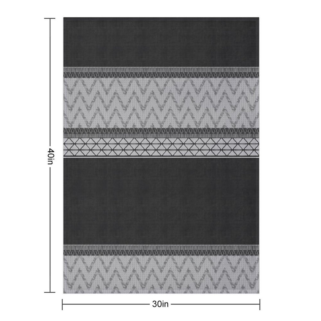 Dutch Wax Border Print in Black & White Machine-washable Throw Blanket