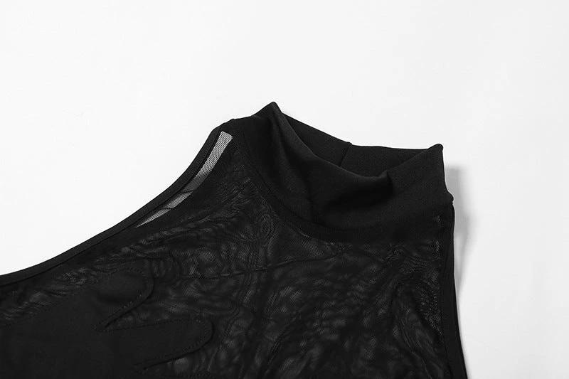 Women's Sheer Mesh Contrast hand  Bodysuit