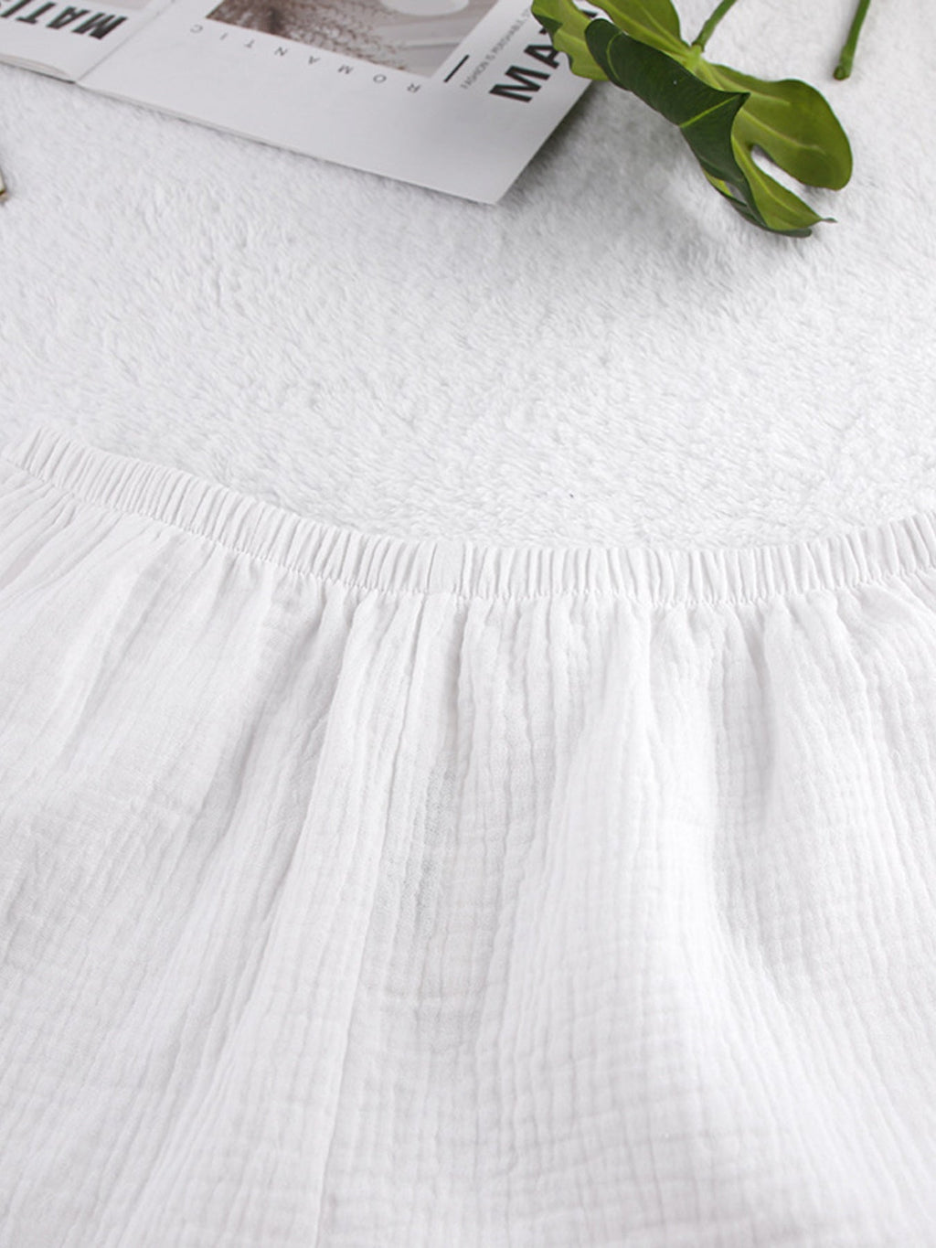 White Tie Front Relaxed Cami and Shorts Two-Piece Set