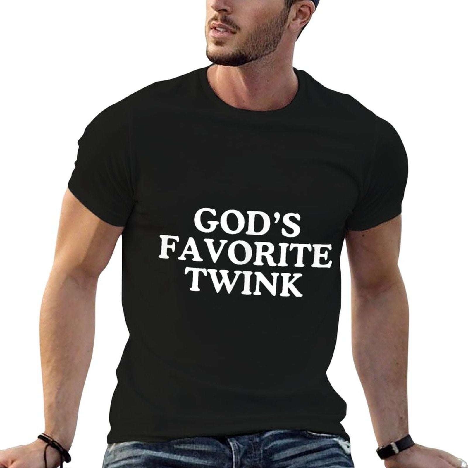 Gods Favorite Twink Funny Unhinged Gay Pride Novelty Meme  Tagless Design T-Shirt
