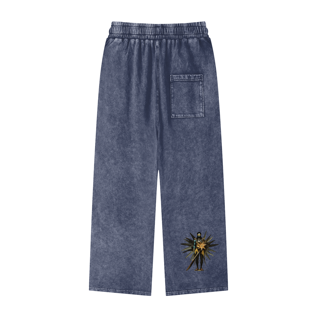 Amaru Khan Stars Acid Wash Straight Leg Pants