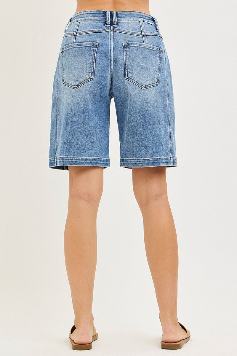 RISEN 2-Button Slouchy Bermuda Shorts with Pockets