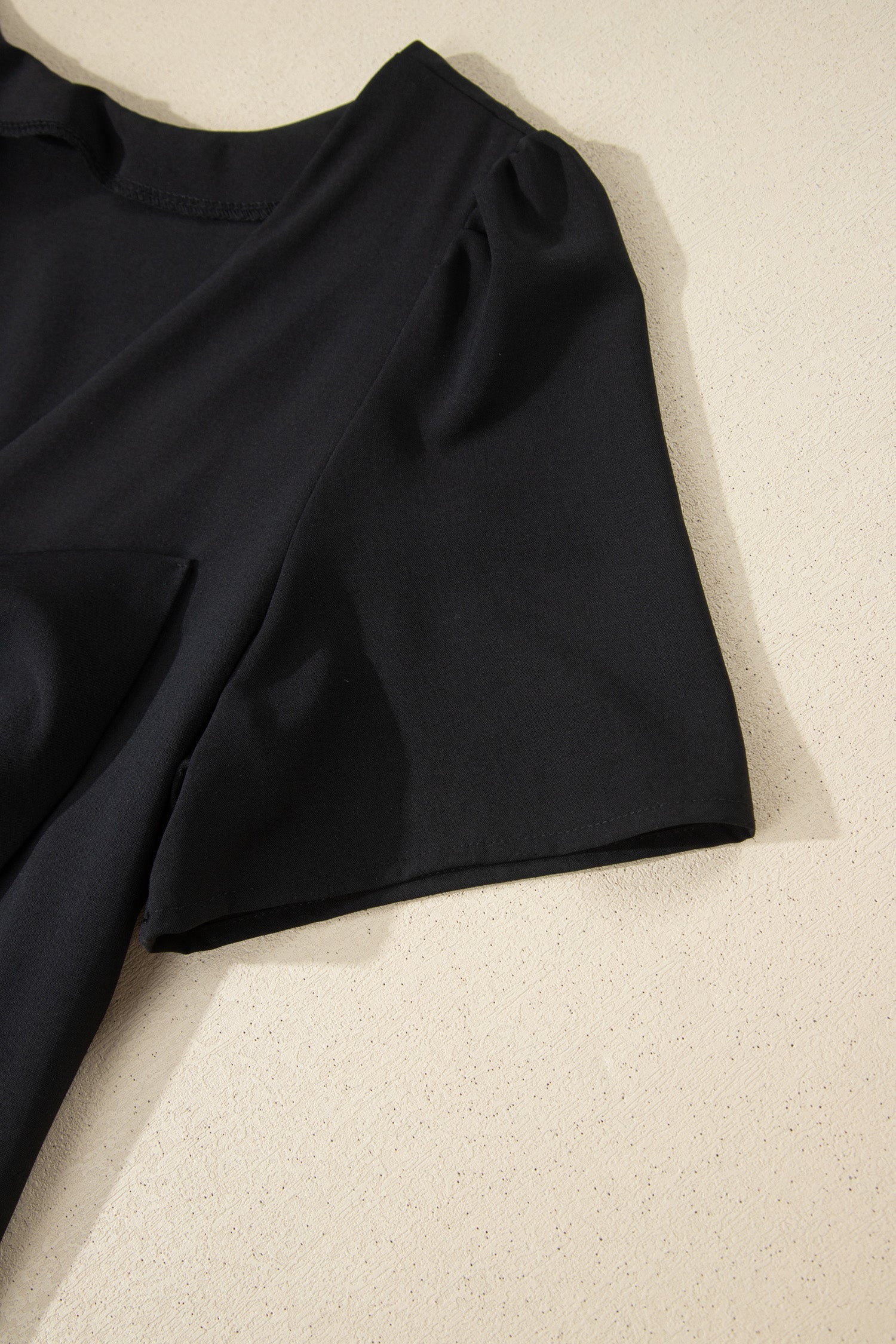 Black Bow Decor Backless Short Sleeve Shift Mini Dress