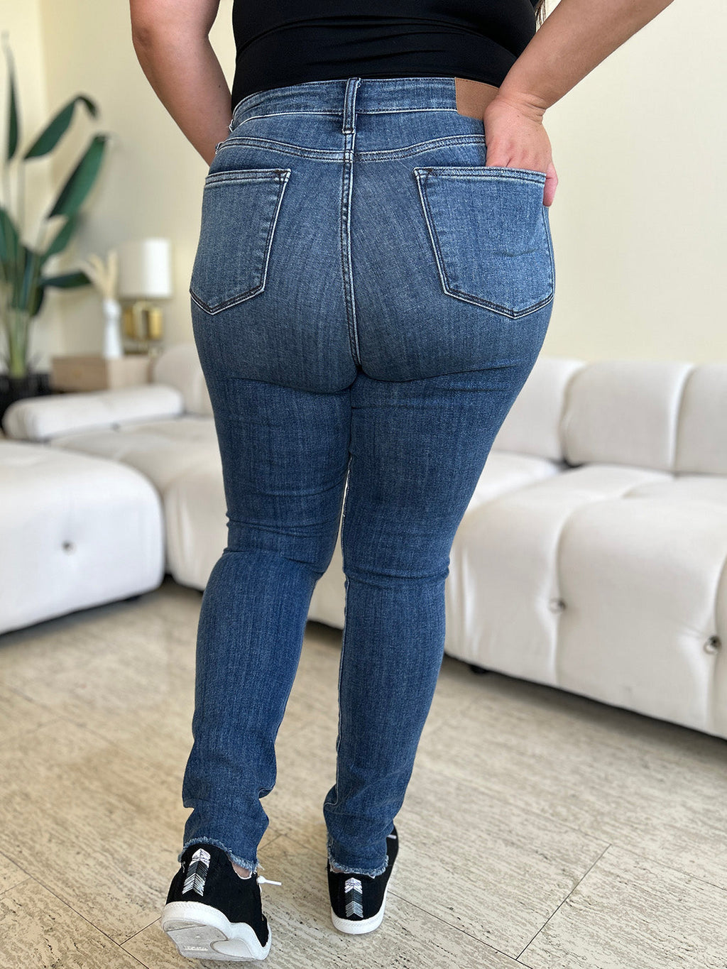 Judy Blue High Waist Distressed Skinny Jeans for Women Size Down Fit with Effortless Comfort